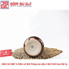 Lọ hoa trang trí dáng đu đủ vẽ gieo duyên quan họ 3D nâu trầm Gốm Sứ G&T