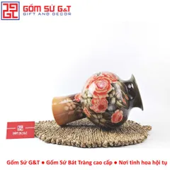 Lọ hoa vuốt tay dáng búp bê vẽ hoa hồng