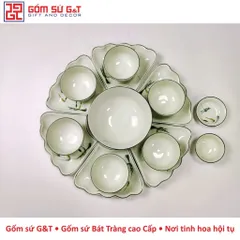 Bộ đồ ăn mặt trời vẽ trúc chuồn men kem Gốm Sứ G&T