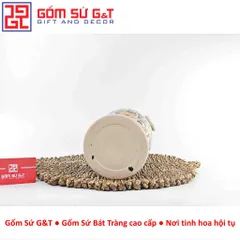 Lọ Hoa Gốm Vuốt Tay Dáng Bom Vẽ Hoa Loa Kèn – Gốm Thủ Công Bát Tràng Decor Phòng Khách - Gốm Sứ G&T