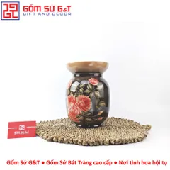 Lọ hoa vuốt tay dáng thon vẽ hoa hồng Gốm Sứ G&T