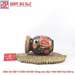 Lọ hoa vuốt tay dáng thon vẽ hoa hồng Gốm Sứ G&T