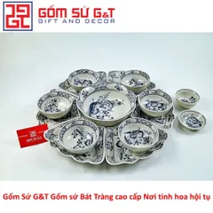 Bộ đồ ăn mặt trời vẽ sen tràm Gốm Sứ G&T