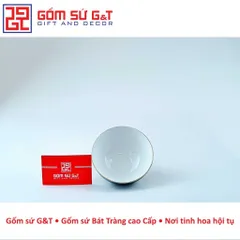 Combo 10 chiếc bát cơm xanh vàng kim lòng trắng Gốm Sứ G&T
