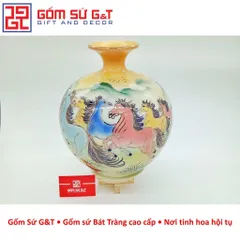 Bóng hút tài lộc mã đáo thành công vẽ vàng kim Gốm Sứ G&T