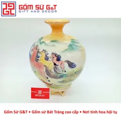 Bóng hút tài lộc mã đáo thành công vẽ vàng kim Gốm Sứ G&T