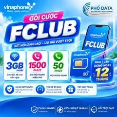 SIM VinaPhone FCLUB 3GB Ngày 90GB Tháng Trọn Gói 12 Tháng Data 4G 5G Nghe Gọi Nội Ngoại Mạng