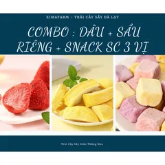 COMBO 3 Túi Trái Cây Sấy Giòn Dâu Đào Sầu Riêng Măng Cụt Kiwi Sung Thơm , Công Nghệ Sấy Thăng Hoa