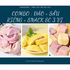 COMBO 3 Túi Trái Cây Sấy Giòn Dâu Đào Sầu Riêng Măng Cụt Kiwi Sung Thơm , Công Nghệ Sấy Thăng Hoa