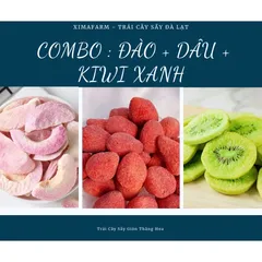COMBO 3 Túi Trái Cây Sấy Giòn Dâu Đào Sầu Riêng Măng Cụt Kiwi Sung Thơm , Công Nghệ Sấy Thăng Hoa