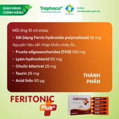 TPBVSK Feritonic Plus+ Ống Uống Bổ Sung Sắt – Hỗ Trợ Giảm Nguy Cơ Thiếu Máu Hộp 20 Ống x 10ml