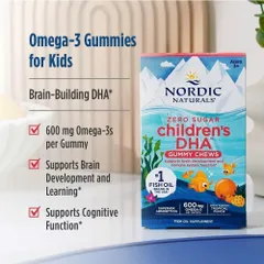 [ Date 4/2027 ]Kẹo Nhai DHA Cho Bé Nordic Naturals Zero Sugar Children’s DHA Gummy Chews 600mg Omega-3