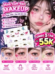 [D012] Set 5 Tấm Hình Xăm Dán Makeup Nghệ Thuật Dán Mặt Cosplay Tiệc Đêm