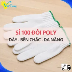 Combo 100 Đôi Găng Tay Polyster Trắng Dày Dặn Khó Rách Cho Cơ Khí - Đi Biển - Làm Vườn - POLY75G