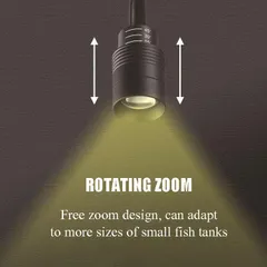 Đèn Rọi Mini 3W Cho Bể Cá Để Bàn, Chỉnh Tiêu Cự, 3 Chế Độ Màu, Đèn Kẹp Nhỏ Gọn, Ánh Sáng Tập Trung