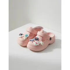 Dép sục xinh cho bé trai, bé gái, nguyên khối đế 3.5 cm chống trơn trượt kèm charm xinh cute