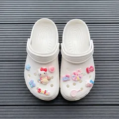 [Màu Trắng] Dép Sục Quai Hậu Classic xinh xắn, dễ thương, đế cao 3 cm tặng kèm charm
