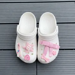 [Màu Trắng] Dép Sục Quai Hậu Classic xinh xắn, dễ thương, đế cao 3 cm tặng kèm charm