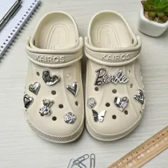 [Sẵn charm - Màu be] Dép sục đế cao 3 cm đi êm chân, thoải mái, chống thấm nước, kèm charm xinh