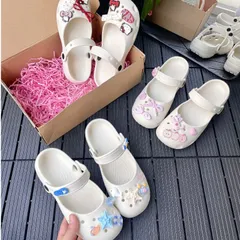 Dép sục ballet nữ màu Trắng - tặng kèm charm ngẫu nhiên - Chân dầy tăng 1 size