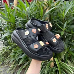 Dép 2 Quai Đế Cao 5 CM Tặng Kèm Sẵn 10 Charm Ngẫu Nhiên Chất Liệu EVA Mềm Nhẹ, Tôn Dáng, Bền, Đẹp