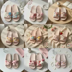 Màu hồng - Dép nữ quai ngang đi nhẹ êm chống trơn trượt kèm sét charm xinh xắn