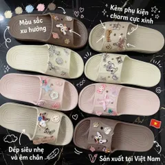 TẶNG KÈM CHARM XINH - Dép nữ quai ngang đi nhẹ êm, chống trơn trượt