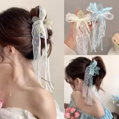 [ Kẹp ngoạm] Kẹp hoa sứ nơ tua rua