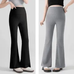 Quần Bầu Ống Loe Co Giãn 4 Chiều, Đáp Bụng Chun Chỉnh Size, Chất Zip Mềm Mướt