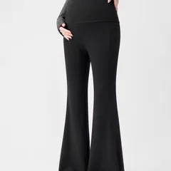 Quần Bầu Ống Loe Co Giãn 4 Chiều, Đáp Bụng Chun Chỉnh Size, Chất Zip Mềm Mướt