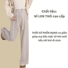 [SIÊU MỀM] Quần Bầu Nỉ Len Lông Thỏ Dáng Suông Dây Rút Co Giãn 4 Chiều, Quần Bầu Ống Rộng Mặc Thu Đông