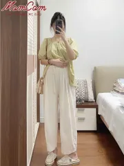 [HOT] Quần Bầu Bom Thụng Kaki Dây Rút Điều Chỉnh Size Thời Trang Hè Mặc Trước Sau Sinh