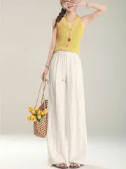 Quần Bầu Mặc Hè Lụa Đũi Xước Mềm Mát Mịn Dáng Suông Dây Chun Điều Chỉnh Size