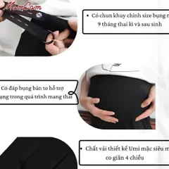Quần Bầu Ống Loe Vải Umi Lạnh Co Giãn 4 Chiều Dày Dặn Mềm Mát Mặc 4 Mùa Cho Mẹ Bầu U2