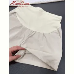 Quần Bầu Sooc Kaki Nhật Mềm Mát Dáng Chữ A Cạp Cao Xếp Ly Túi Trước Sau Freesize Thời Trang Mẹ Bầu