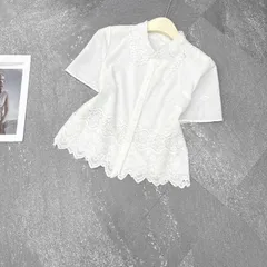 Áo sơ mi thô cổ ren dáng croptop siêu xinh, chất thô boi mềm mát siêu đẹp, áo T-Hoa - May0915