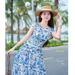 Váy maxi hoa trẻ trung tôn dáng, váy mặc đi chơi đi biển cực xinh - May0915