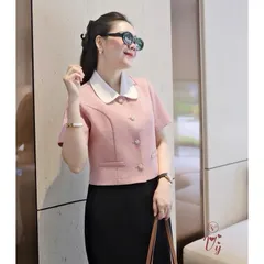 Áo sơ mi công sở dáng croptop cổ sen trẻ trung mix quần hay chân váy đều xinh - May0915