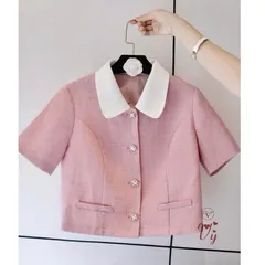 Áo sơ mi công sở dáng croptop cổ sen trẻ trung mix quần hay chân váy đều xinh - May0915