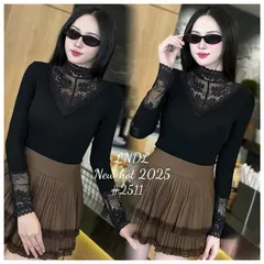 Áo len giữ nhiệt cổ 3 phân phối ren cực xinh 2511 - May0915