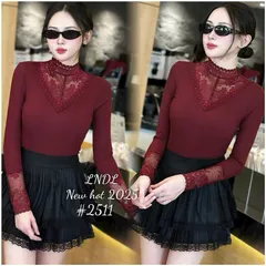 Áo len giữ nhiệt cổ 3 phân phối ren cực xinh 2511 - May0915