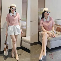 Áo sơ mi công sở dáng croptop cổ sen trẻ trung mix quần hay chân váy đều xinh - May0915