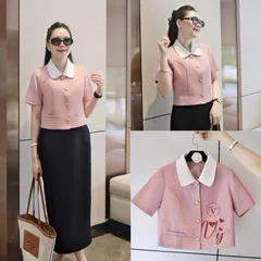Áo sơ mi công sở dáng croptop cổ sen trẻ trung mix quần hay chân váy đều xinh - May0915