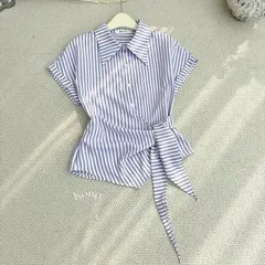 Áo sơ mi vạt lệch buộc eo siêu xinh, áo sơ mi kiểu trẻ trung - May0915
