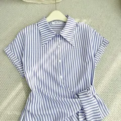 Áo sơ mi vạt lệch buộc eo siêu xinh, áo sơ mi kiểu trẻ trung - May0915