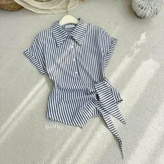 Áo sơ mi vạt lệch buộc eo siêu xinh, áo sơ mi kiểu trẻ trung - May0915
