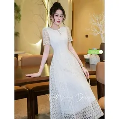 Váy ren sao nhí dáng dài tiếu thư - May0915