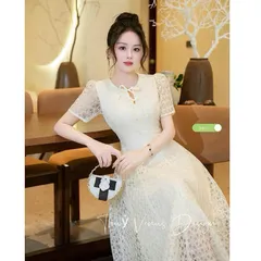 Váy ren sao nhí dáng dài tiếu thư - May0915