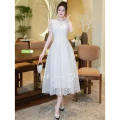 Váy ren sao nhí dáng dài tiếu thư - May0915