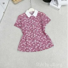 Áo sơ mi hoạ tiết LD phối cổ sen trẻ trung thanh lịch - May0915